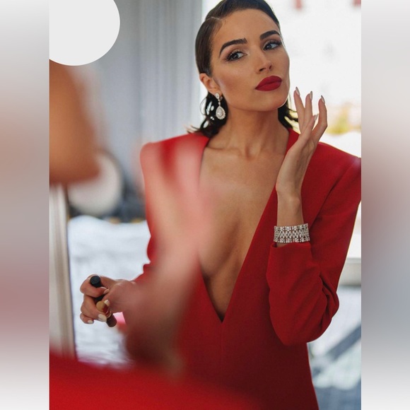 SAINT LAURENT Plunging Crepe Column Dress - Picture 3 of 16